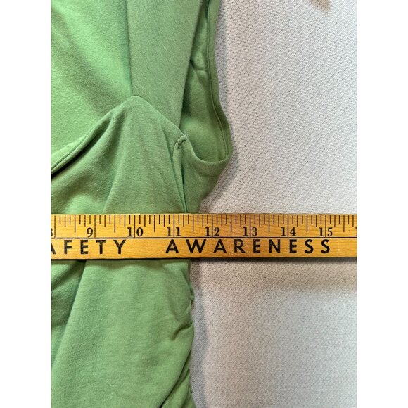 Abercrombie & Fitch Women's Side Ruched Luxe Open Neck Top Sleeveless Sz M Green - Picture 9 of 12